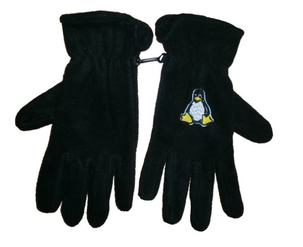 Fleece Handschuhe - Tux - bestickt